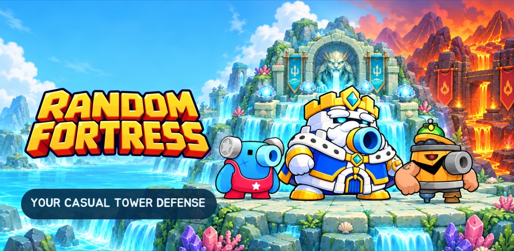 Official RandomFortress key art with the game logo and characters